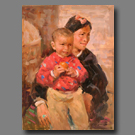 Tibetan Mother and Child - 24x18